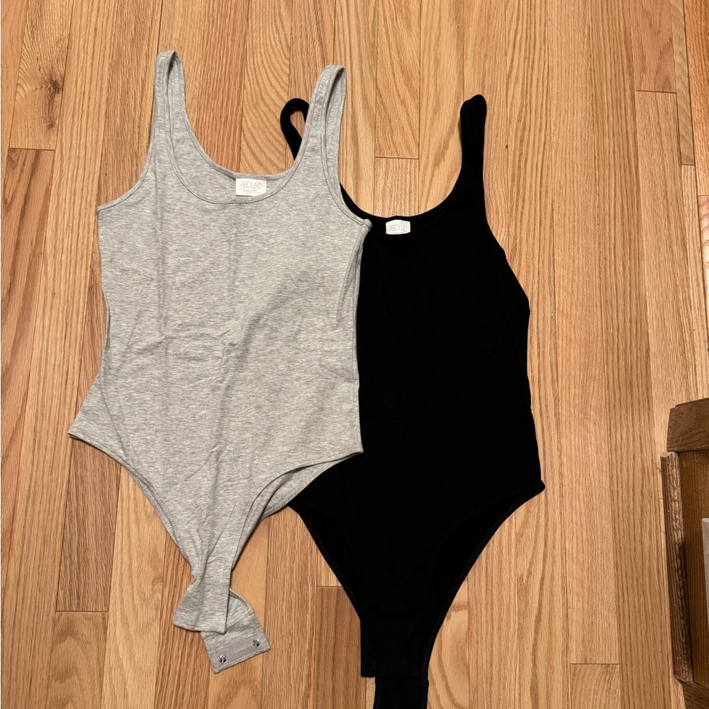 Abound Gray and Black Bodysuit Set